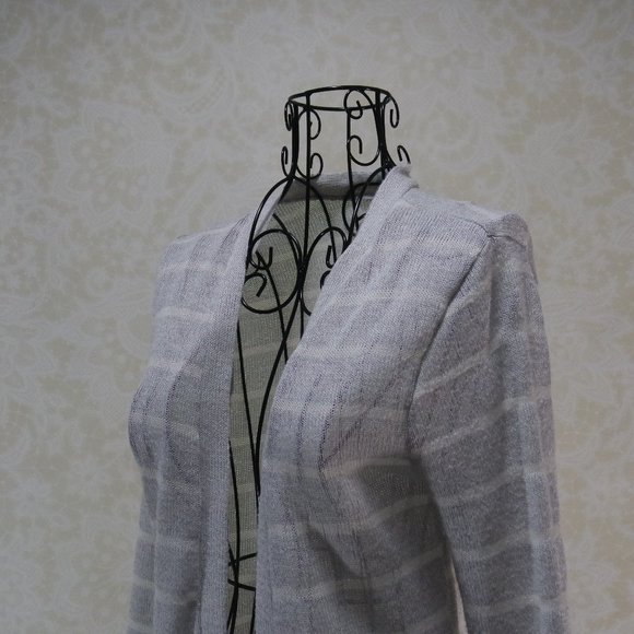 Live To Be SPOILED Grey Gray Stripe Button Close Cardigan - Picture 7 of 13